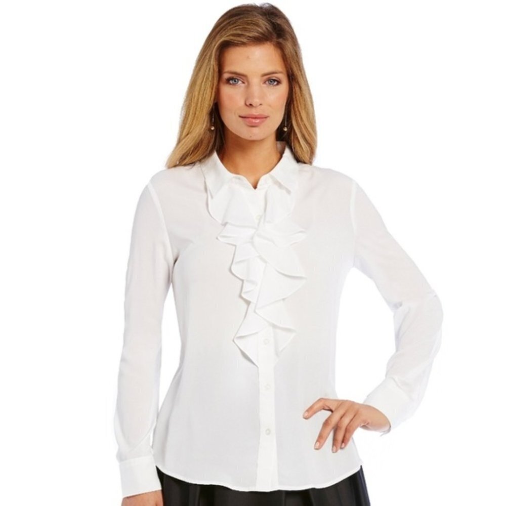 Tart‎ Blouse Sz XSmall Ruffled Cream Ivory XS